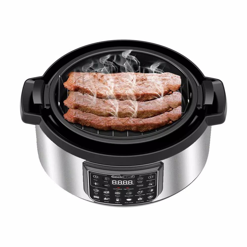 Boyel Living Geek Chef 8 Qt. Stainless Steel 12-in-1 Programmable Electric Pressure Cooker with Oval Non-Stick Pot