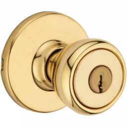 Kwikset Tylo Polished Brass Keyed Entry Door Knob thumbnail 1