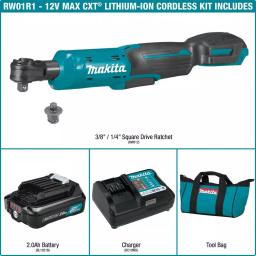 Makita 12V MAX CXT Cordless 3/8 in. and 1/4 in. Sq. Drive Ratchet Kit with 2.0 Ah Battery and Charger thumbnail 2