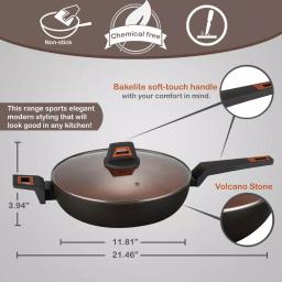 AMERCOOK 12 in. Volcano Stone Nonstick Wok Pan, Forged Aluminum, Induction Compatible thumbnail 2