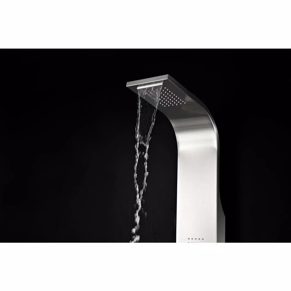 ANZZI Anchorage 60 in. 2-Jet Full Body Shower Panel System with Heavy Rain Head & Spray Wand, Brushed Steel