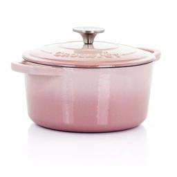 Crock-Pot Artisan 3 Qt. Round Enameled Cast Iron Dutch Oven with Lid, Blush Pink thumbnail 1