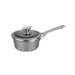 AMERCOOK Artmartin 1.5 qt. Cast Aluminum Ceramic Nonstick Saucepan with Glass Lid, Ash thumbnail 1