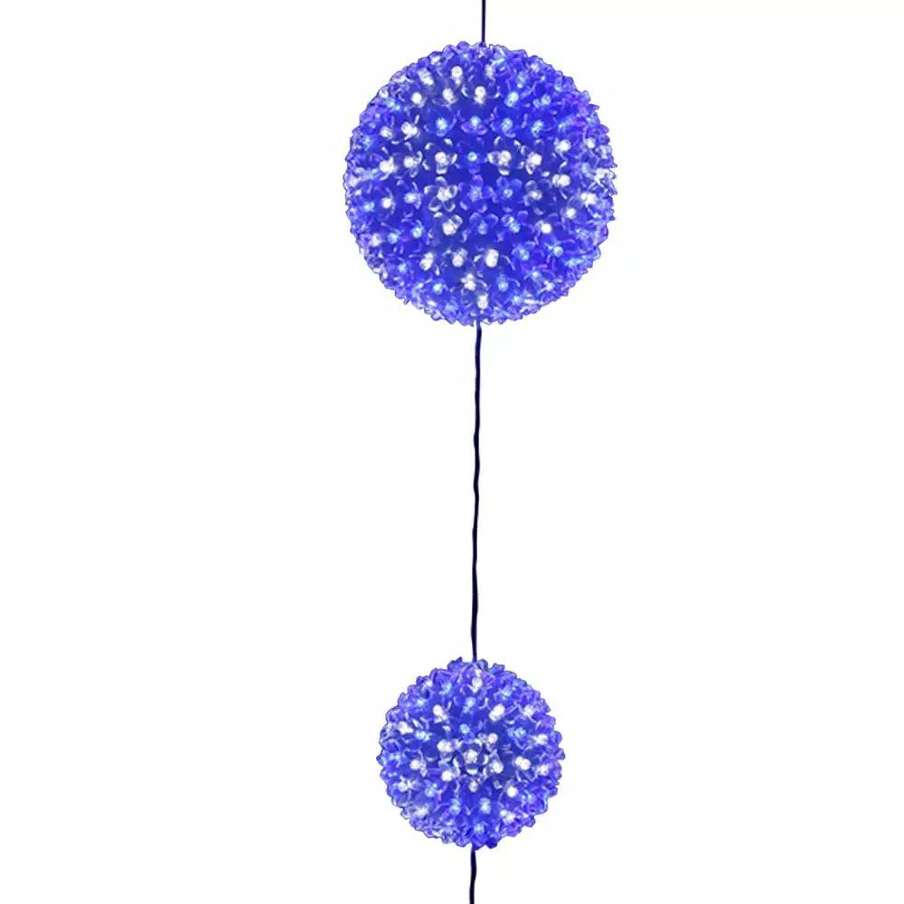 Alpine Corporation 37 in. 3-Tier Hanging Christmas Ornament with 350 Blue and White Chasing LED Lights