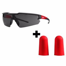 Milwaukee Safety Glasses with Tinted Lenses and 10 Pairs of Red Disposable Earplugs thumbnail 1