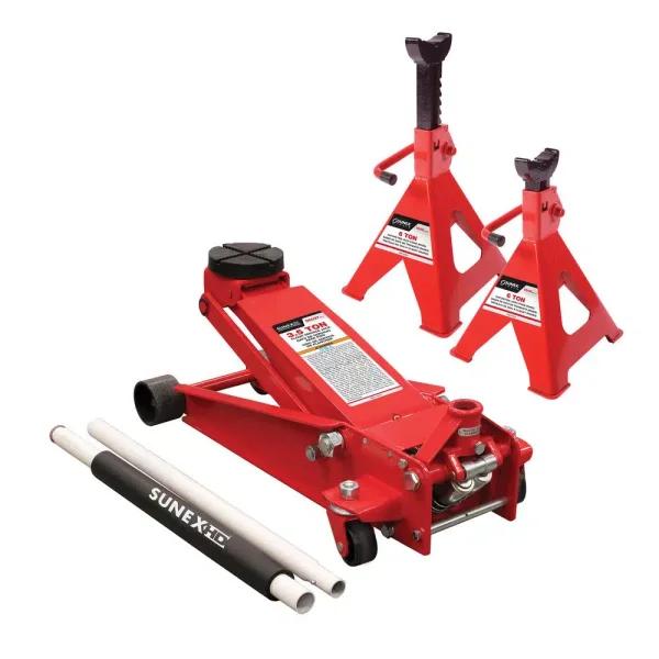 Sunex Tools 3.5-Ton Service Jack with Quick Lifting System and 2 Jack Stands