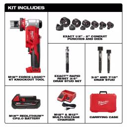 Milwaukee M18 FORCE LOGIC 6 Ton Cordless Knockout Tool Kit with 2.0 Ah Battery and Die Set thumbnail 2