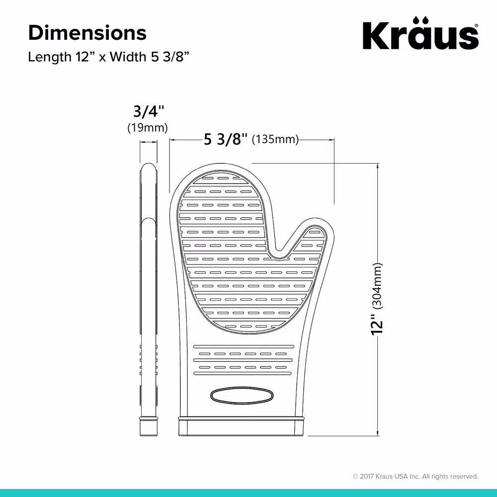 KRAUS Black Silicone Heat-Resistant Non-Slip Oven Mitt