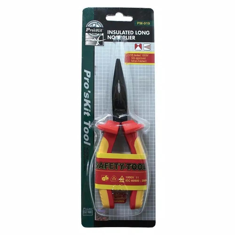 Pro'sKit 1000V Insulated Long-Nosed Pliers, VDE Approved, IEC 60900 Certified