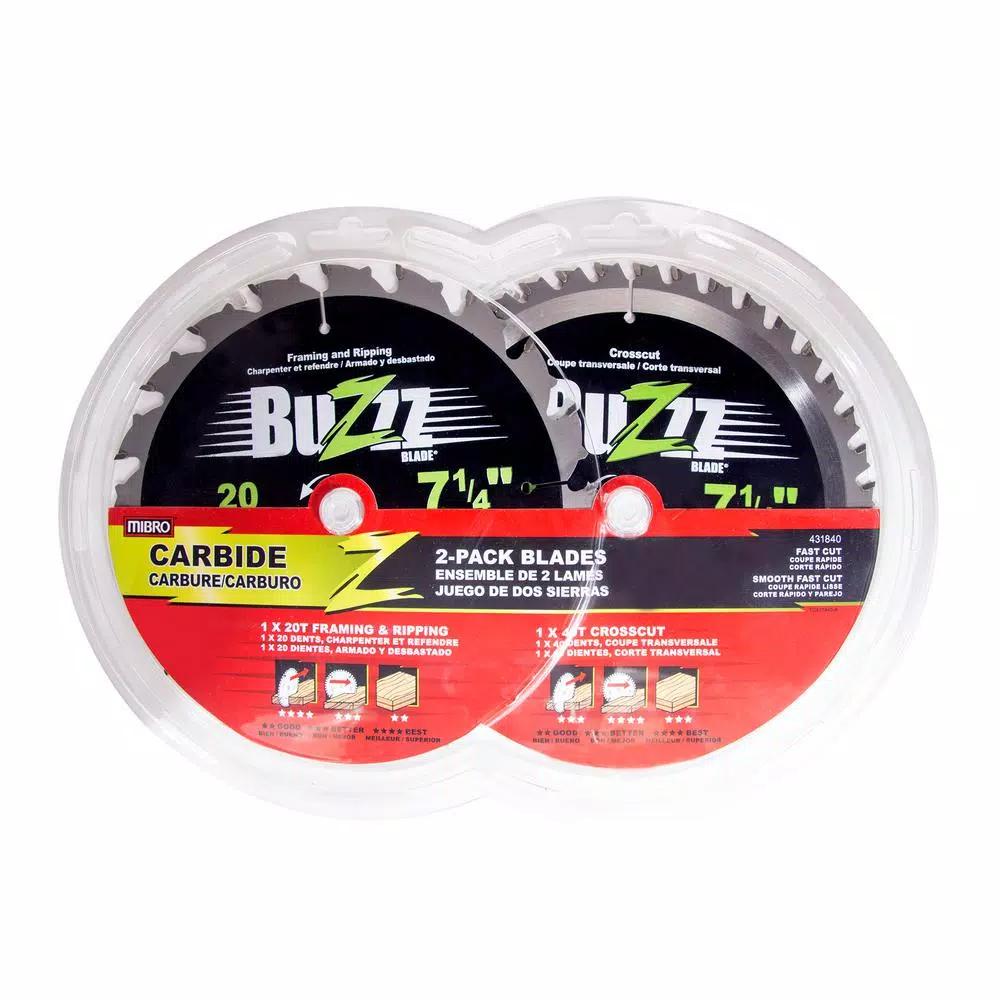 MIBRO 7-1/4 in. Carbide Circular Saw Blade 2-Pack - 20T & 40T Thin Kerf