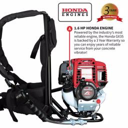 Tomahawk Power Tomahawk 1.6 HP Honda Gas Powered Concrete Vibrator with 10 ft. Flex Shaft Backpack thumbnail 3