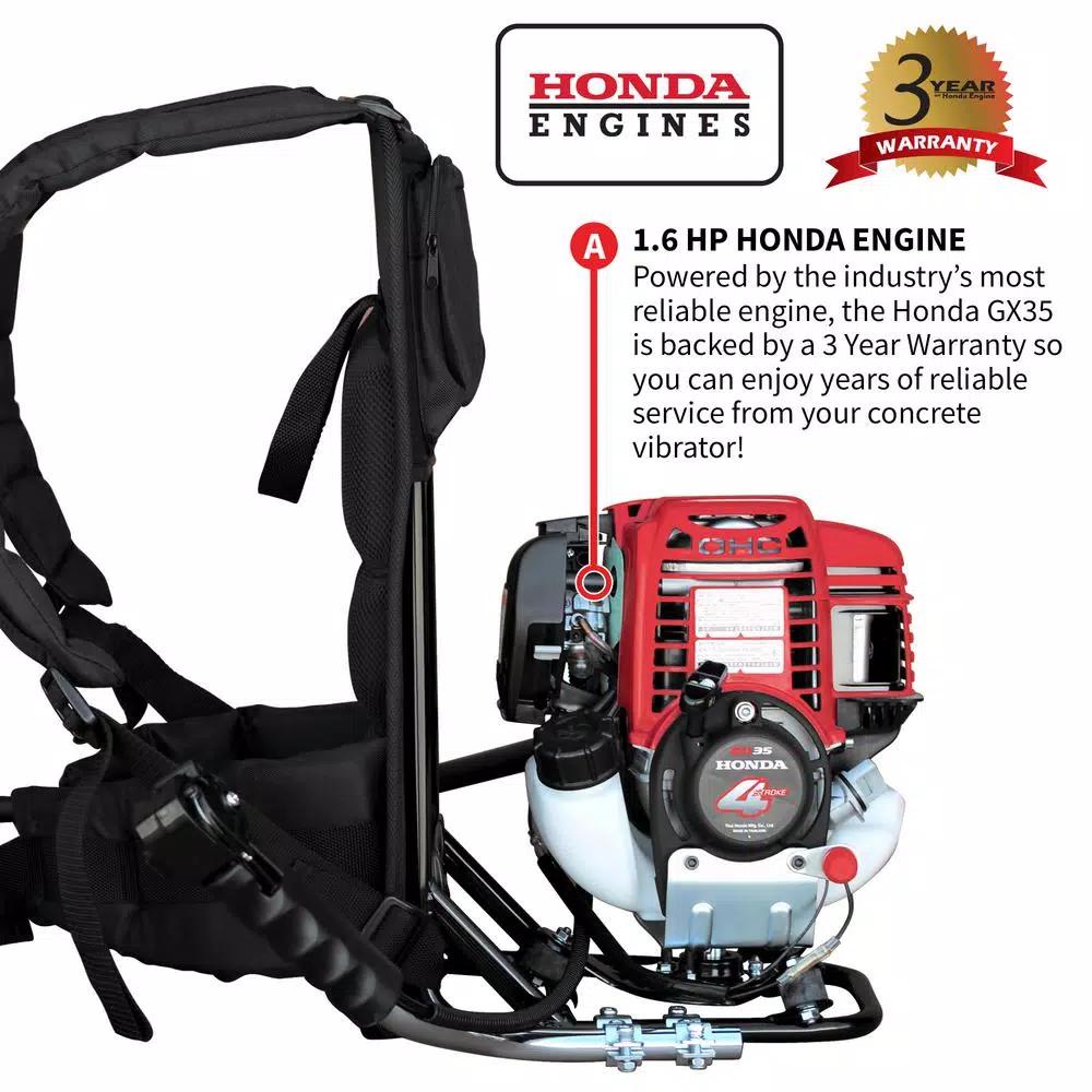 Tomahawk Power Tomahawk 1.6 HP Honda Gas Powered Concrete Vibrator with 10 ft. Flex Shaft Backpack