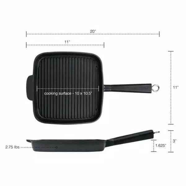 MasterPan Sectional Series 11 in. Cast Aluminum Nonstick Grill Pan, Black
