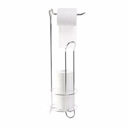 Basicwise Chrome Wire Metal Freestanding Toilet Paper Holder and Magazine Storage Rack thumbnail 1