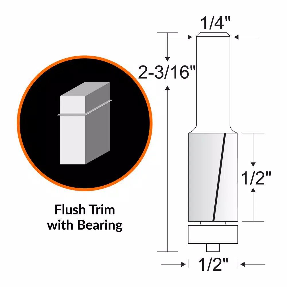 WEN 3-Piece Carbide Tipped Router Bit Set with Heat-Treated HSS Design