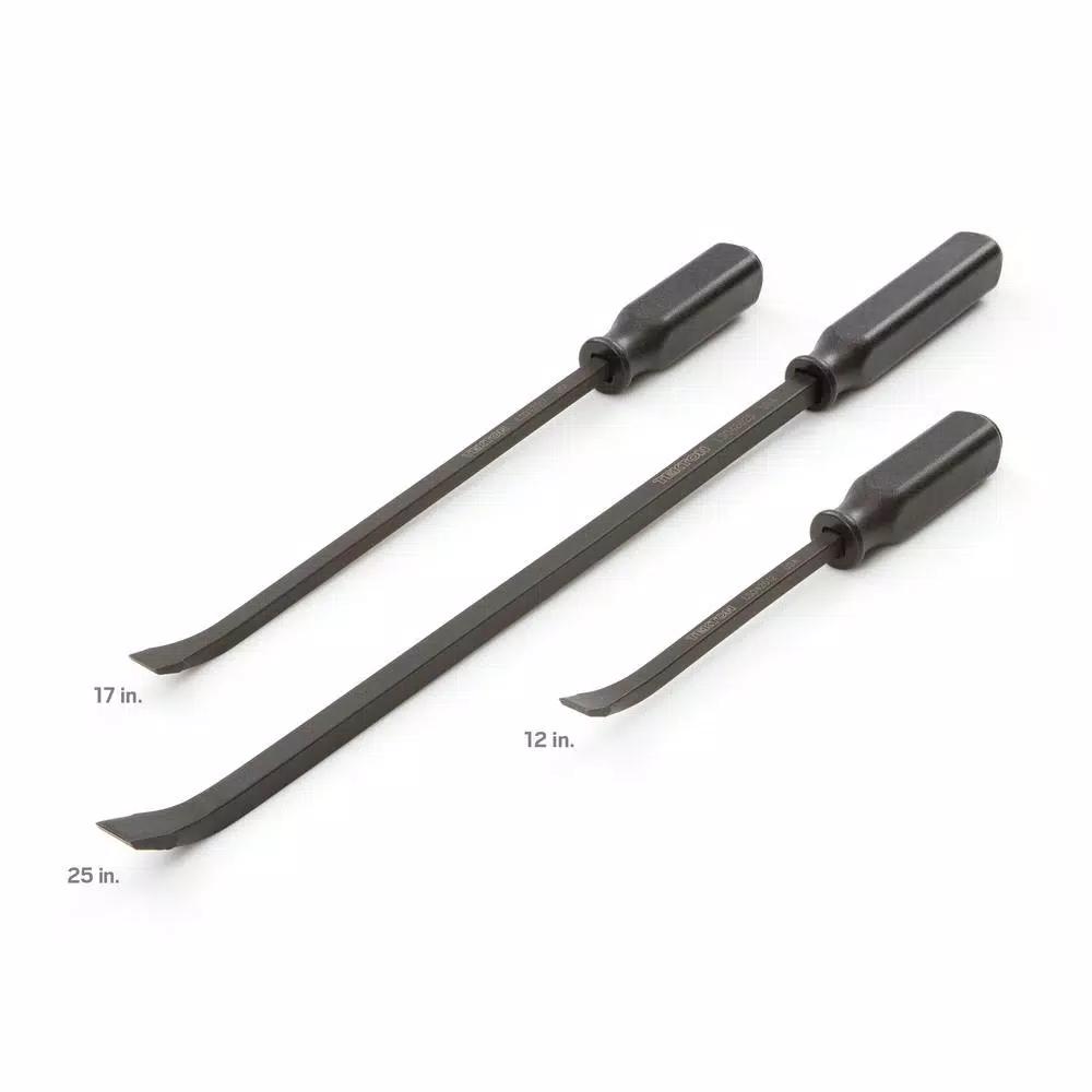 TEKTON 3-Piece Angled Tip Handled Pry Bar Set, 12 in., 17 in., and 25 in.