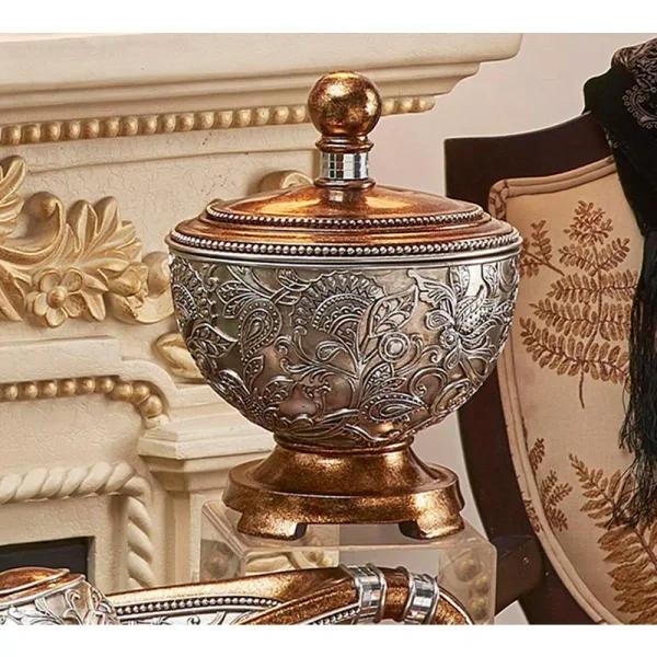 ORE International Langi Polyresin Decorative Jewelry Box with Silver/Golden Brown Pedestal Footing
