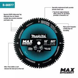 Makita 10 in. 80T Carbide-Tipped Max Efficiency Miter Saw Blade thumbnail 2
