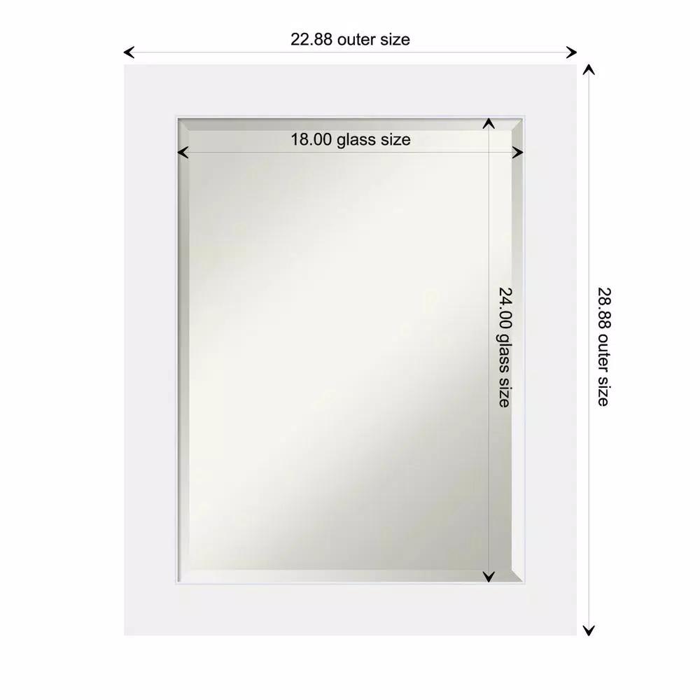 Amanti Art Corvino 23 in. W x 29 in. H Rectangular Beveled Edge Bathroom Vanity Mirror, Satin White Wood Frame