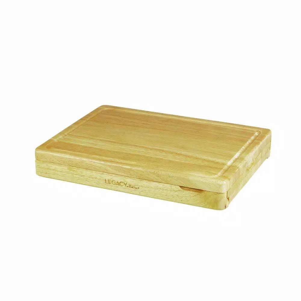 Legacy Asiago Folding Rubberwood Cutting Board and 4-Piece Stainless Steel Cheese Tool Set