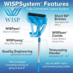WISP 3-Piece Broom and Dustpan Set with Telescoping Handle and Bristle Seal Technology - Blue thumbnail 8