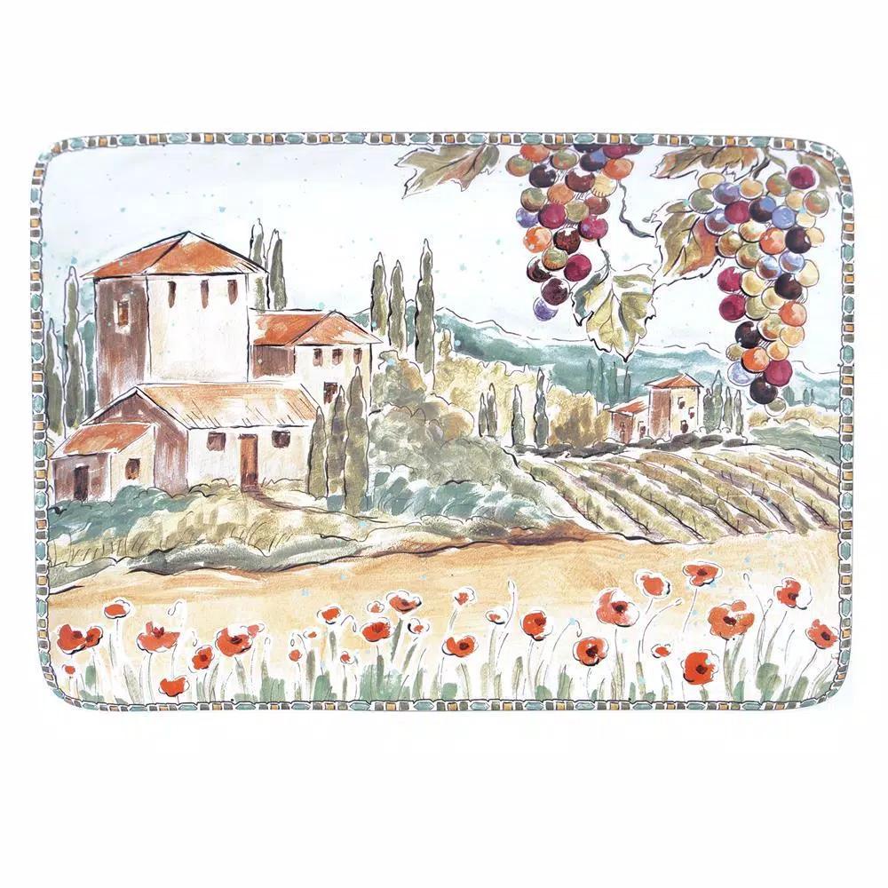 Certified International Tuscan Breeze 16 in. Rectangular Ceramic Platter, Multi-Colored