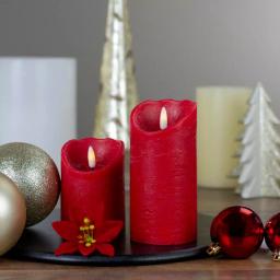 Northlight 6 in. Red Flameless Battery Operated Christmas Decor Candle with Melted Edge Design thumbnail 1