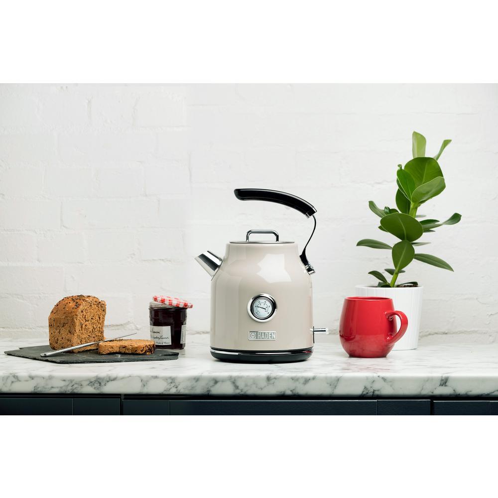 Haden Dorset 1.7L Electric Kettle, 7-Cup Stainless Steel with Auto Shut-Off, Putty Beige