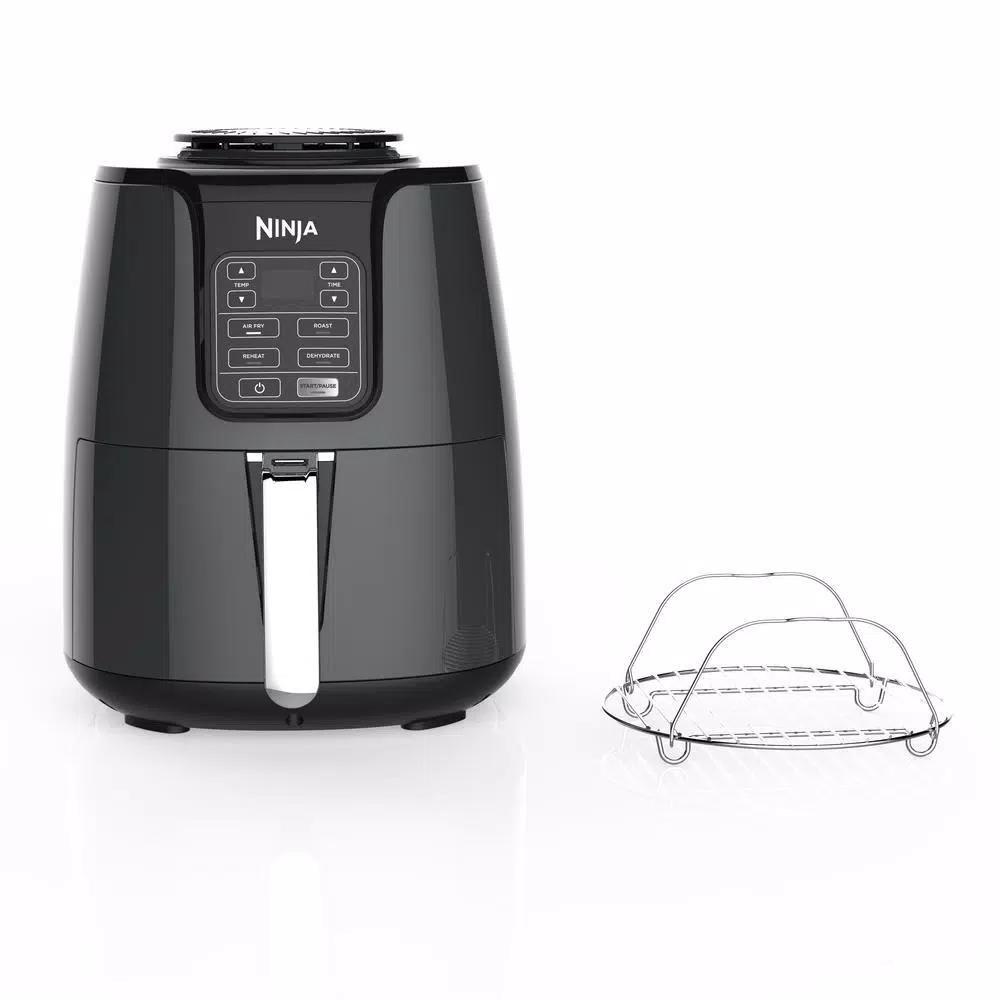 Ninja 4 Qt. Air Fryer, Black and Gray Electric Countertop Fryer with Recipe Book