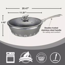 Amercook 11 in. Die-Cast Aluminum Nonstick Wok with Lid, Induction Ready thumbnail 2