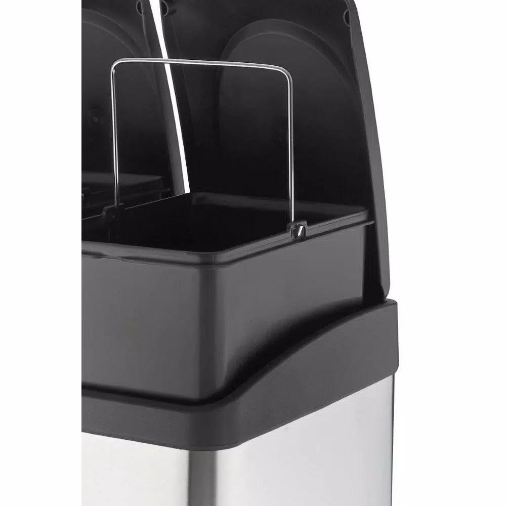 Step N' Sort 12 Gal. 3-Compartment Stainless Steel Trash Can and Recycling Bin with Step Pedals