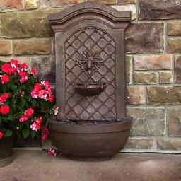 Sunnydaze Decor Rosette Resin Weathered Iron Solar Outdoor Wall Fountain with Battery Backup thumbnail 5