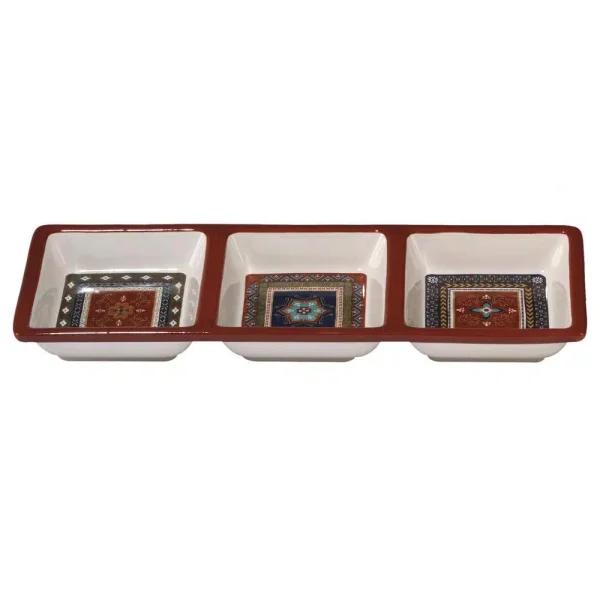 Certified International Monterrey 3-Section Ceramic Relish Tray, Multicolor, 13.5 in.