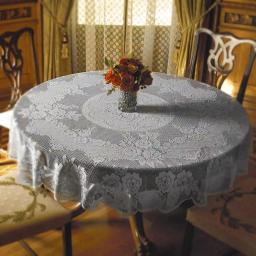 Heritage Lace Victorian Rose White Floral Polyester Round Tablecloth thumbnail 1