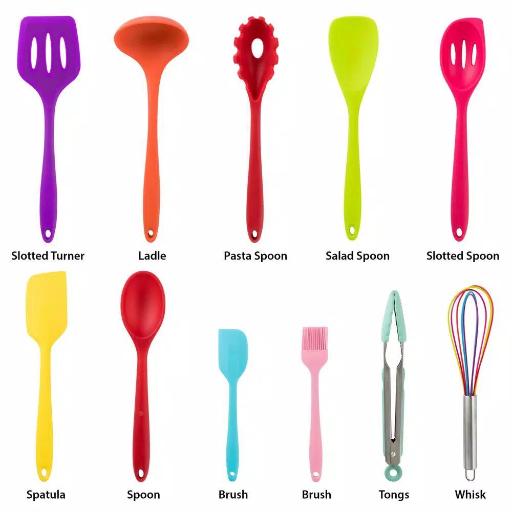MegaChef 12-Piece Multi-Color Silicone Kitchen Utensil Set
