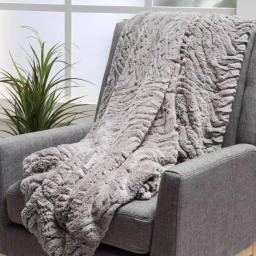 Noble House Toscana Trout Faux Fur Throw Blanket, Gray Modern Solid Pattern thumbnail 5