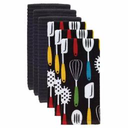 RITZ T-fal 6-Piece Multicolor Cotton Kitchen Dish Towel Set - Print and Solid Designs thumbnail 1