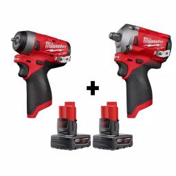 Milwaukee M12 FUEL 12V Cordless Brushless Stubby Impact Wrench Kit (1/4 in. & 1/2 in.) with Two 3.0 Ah Batteries thumbnail 1