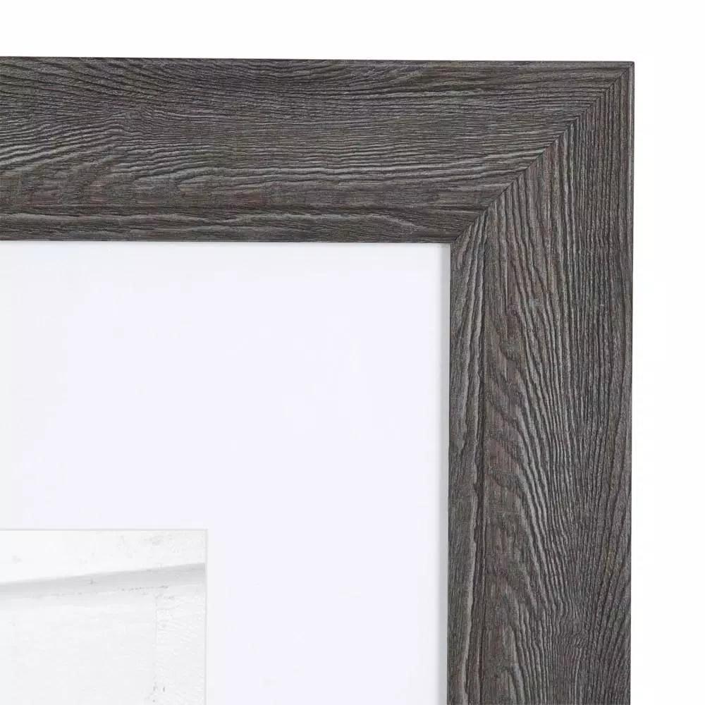 Kate And Laurel Edson Gray Rustic Farmhouse Picture Frame Set, 16x20 in. Matted to 11x14 in. (Set of 2)
