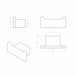 Nameeks Gedy Lounge Double Robe and Towel Hook - Matte Black Brass thumbnail 3