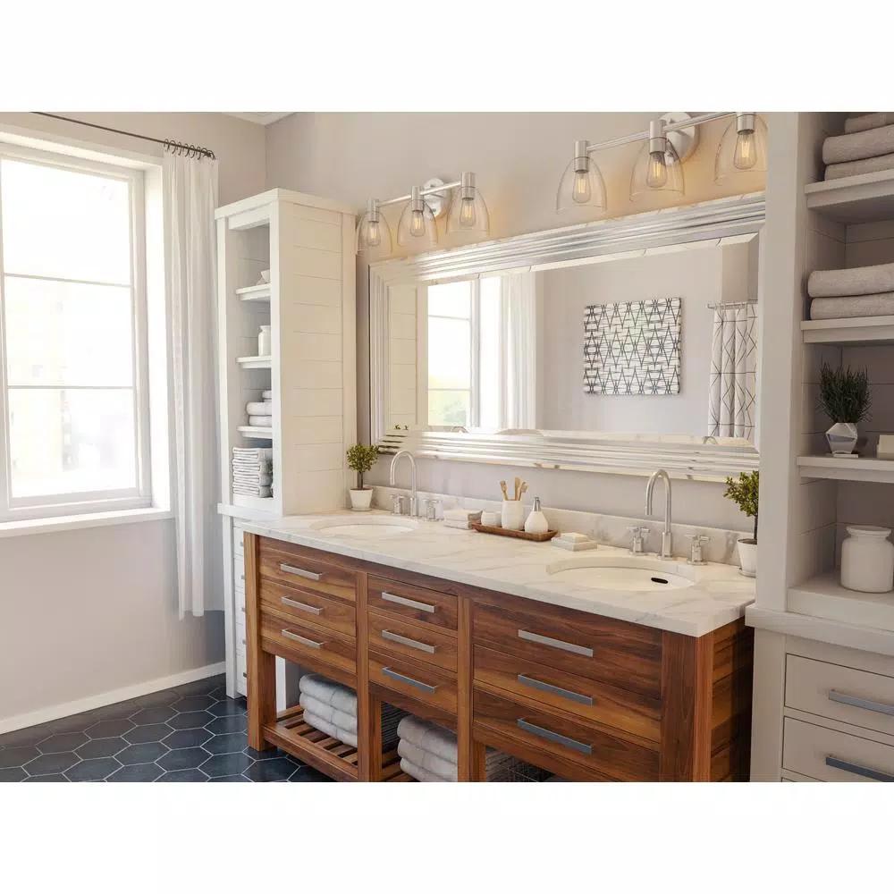 Kenroy Home Lyonesse 66 in. Oversized Chrome Composite Beveled Glass Floor Leaner Mirror with Hooks