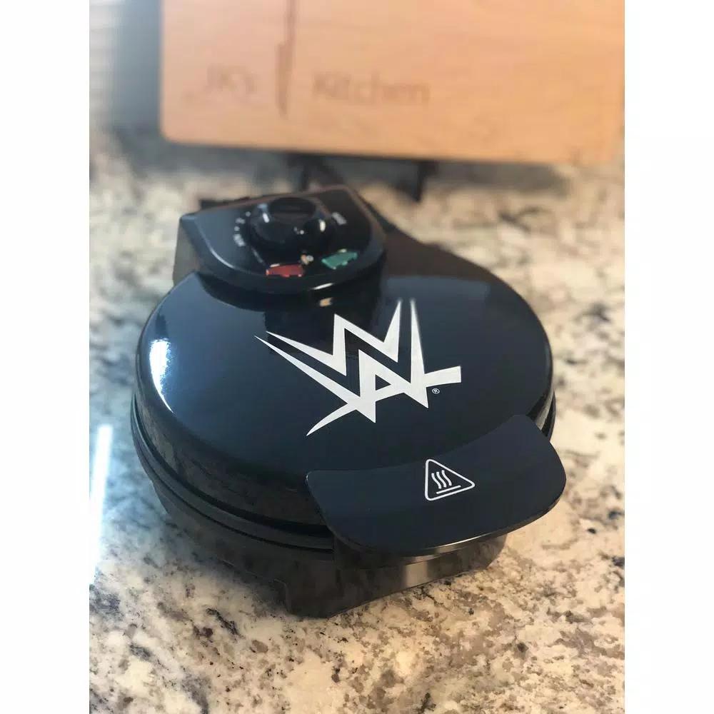 Uncanny Brands WWE Championship Belt Waffle Maker - Black Non-Stick American Waffle Iron