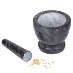 Creative Home Natural Black Marble Mortar and Pestle Set, 5-1/4 in. Stone Grinder for Spices and Herbs thumbnail 4