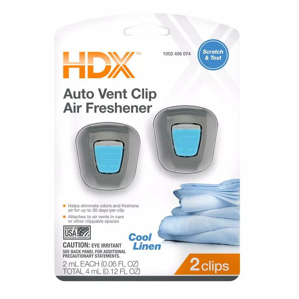 HDX Auto Vent Clip Air Fresheners, Cool Linen Scent, 2-Pack