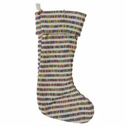 LR Home 20 in. Multi-Color Cotton Striped Christmas Stocking with Pom Pom thumbnail 1