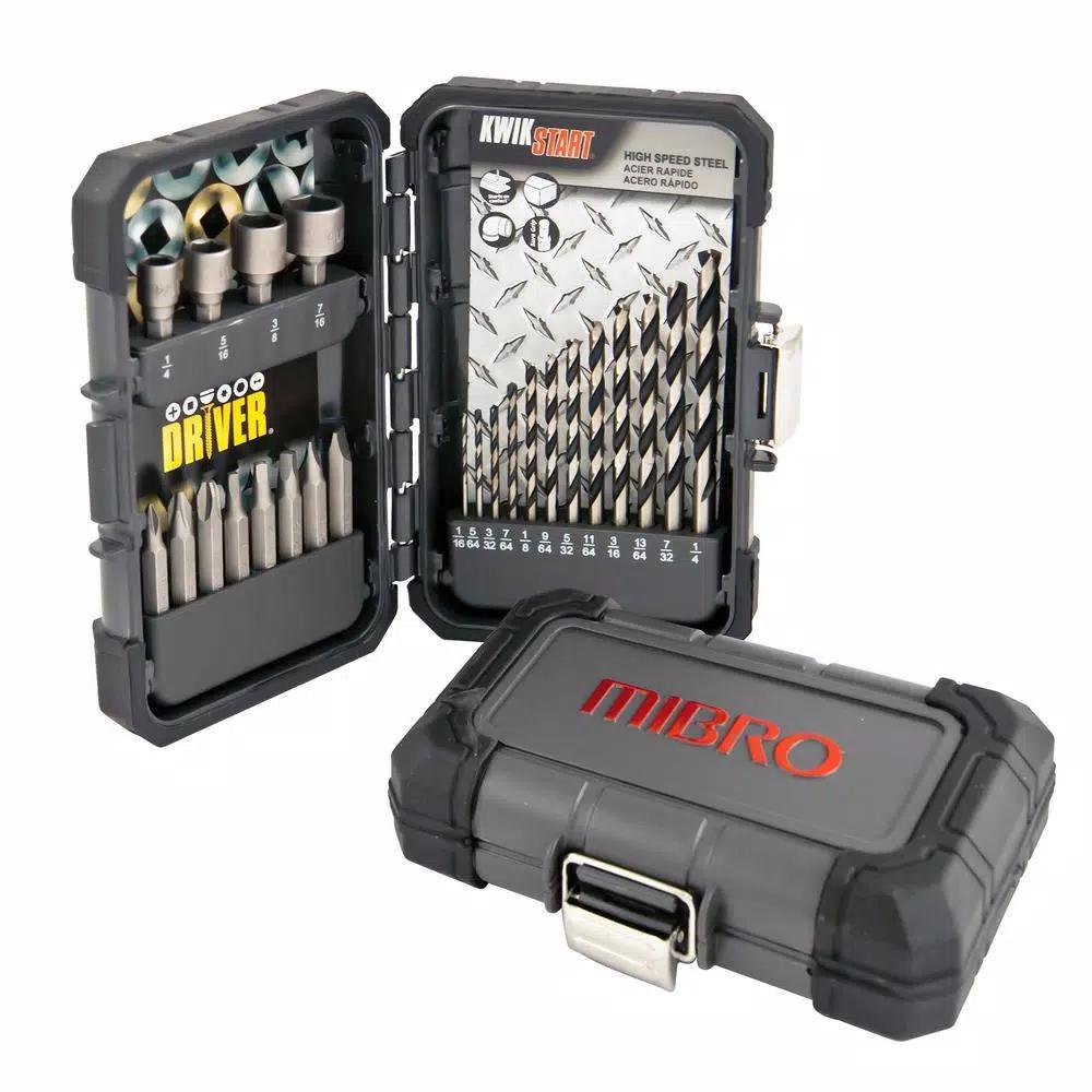 MIBRO 24-Piece HSS Drill Bit, Screwdriver Bit and Nut Setter Set