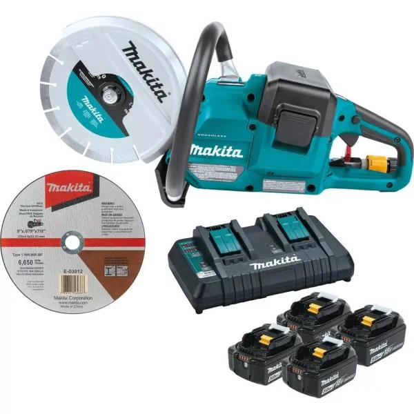 Makita 18V X2 (36V) LXT Brushless 9 in. Cordless Power Cutter Kit with 4 Batteries and Charger