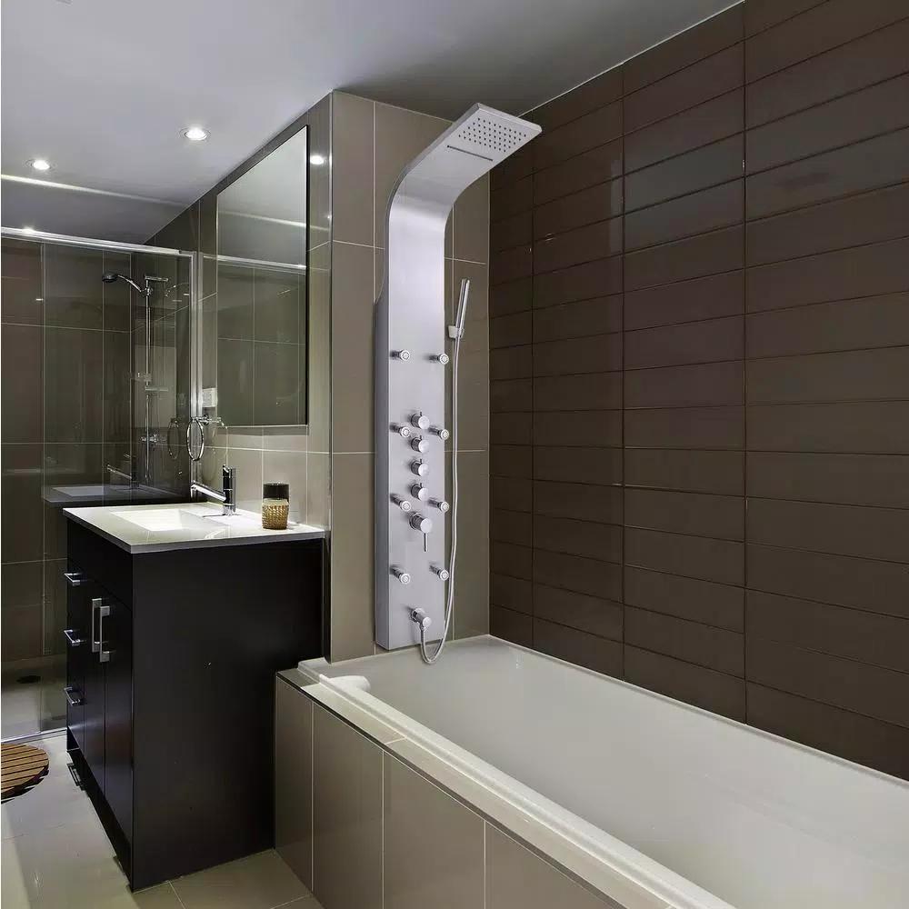 AKDY 65 in. Stainless Steel 8-Jet Rainfall Waterfall Shower Panel System with Handheld Wand