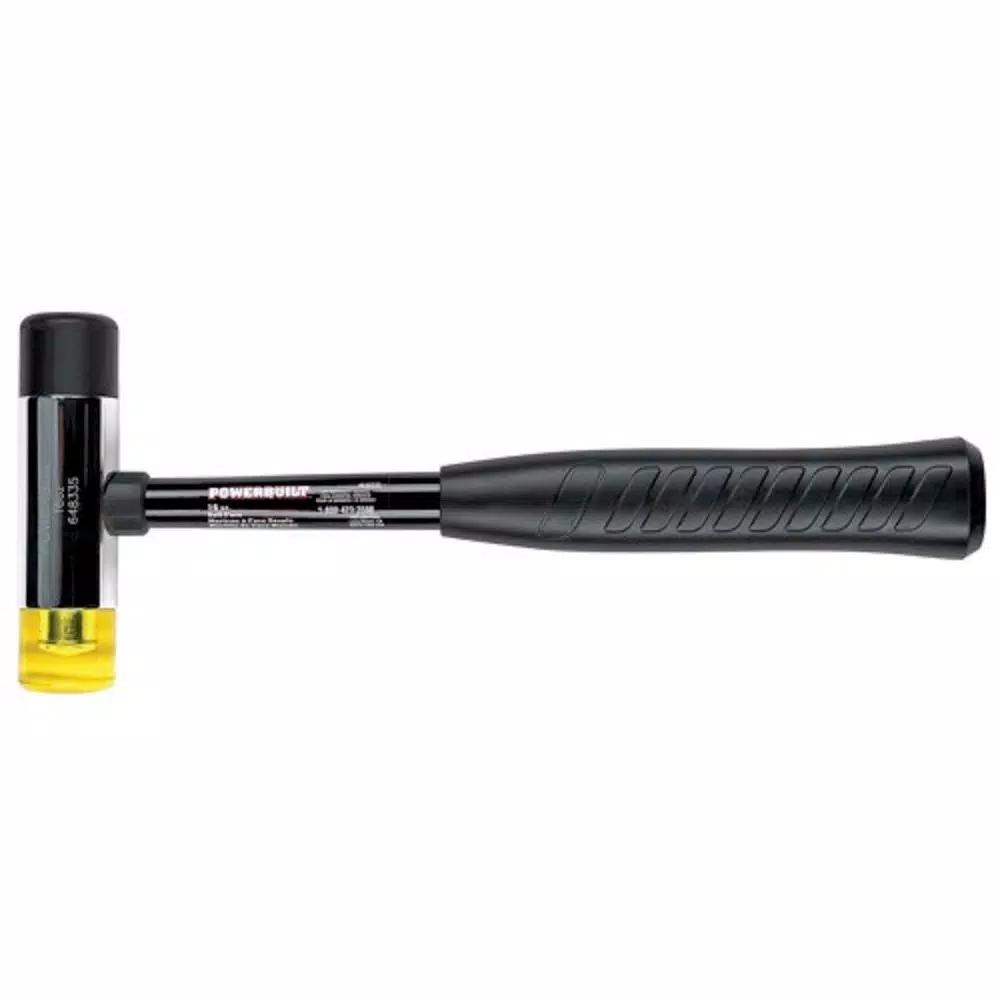 Powerbuilt 16 oz. Soft Face Mallet Hammer with Dual-Headed Rubber and Plastic Striking Heads