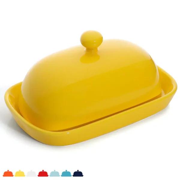 Sweese Porcelain Butter Dish with Lid - Cute Yellow Butter Keeper for Kitchen Storage